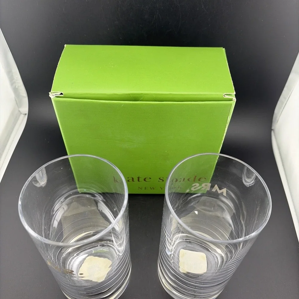 NIB KATE SPADE NEW YORK SET LENOX HERS & HERS TWO OF A KIND HIGHBALL GLASSES NEW